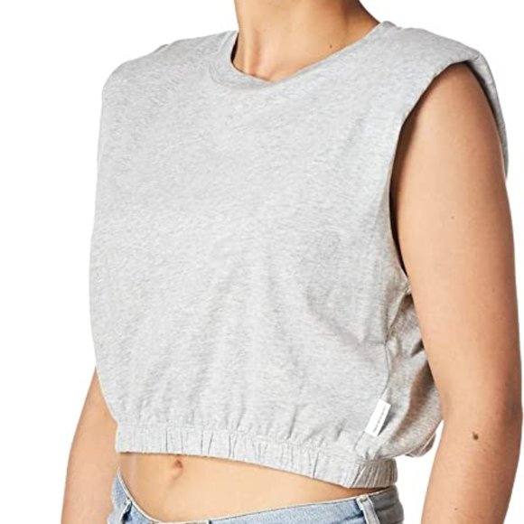 NWT - Calvin Klein Women's Banded Crop Shoulder Pad Tee - Picture 4 of 7